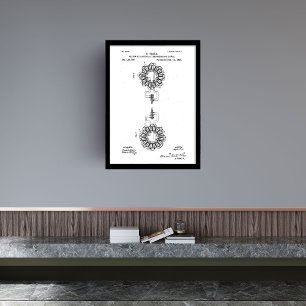 System of electrical transmission of power Tesla Framed Art