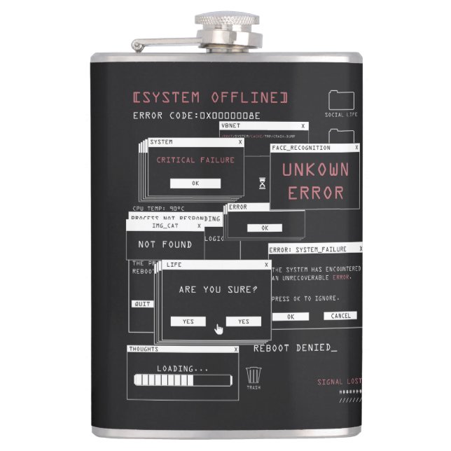 System Offline - Techno-Brutalist Design Flask (Front)