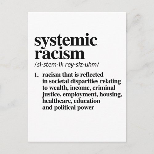 Systemic Racism Definition Postcard
