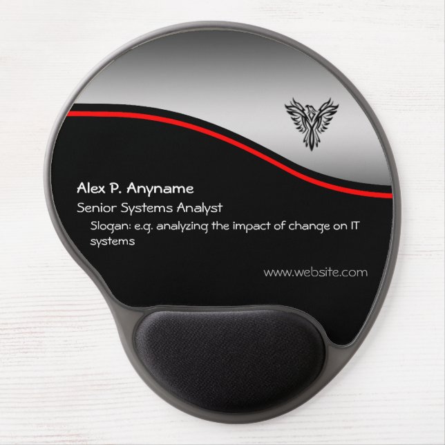 Systems Analyst - Phoenix, red swoosh, chrome-look Gel Mouse Pad (Front)