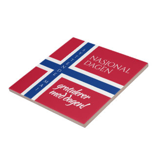 Syttende Mai May 17th Norwegian National Day Flag Ceramic Tile