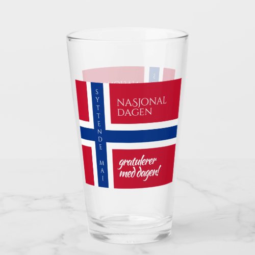 Syttende Mai May 17th Norwegian National Day Flag Glass