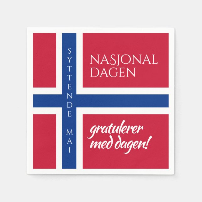 Syttende Mai May 17th Norwegian National Day Flag Napkins (Front)