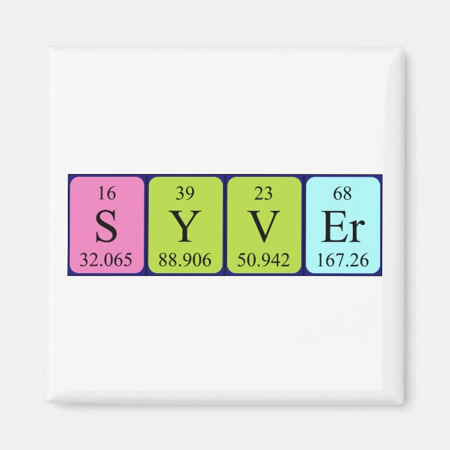 Syver periodic table name magnet (Front)