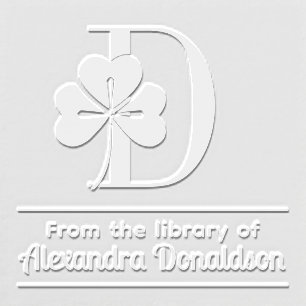 SzD Shamrock Single Initial Name #3 Library Book Embosser