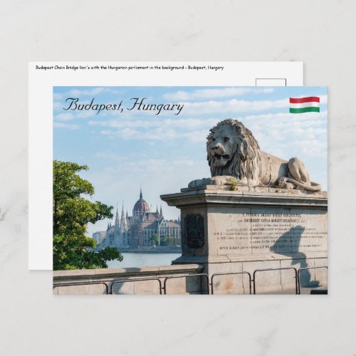 Szechenyi Chain Bridge and Parliament of Budapest Postcard
