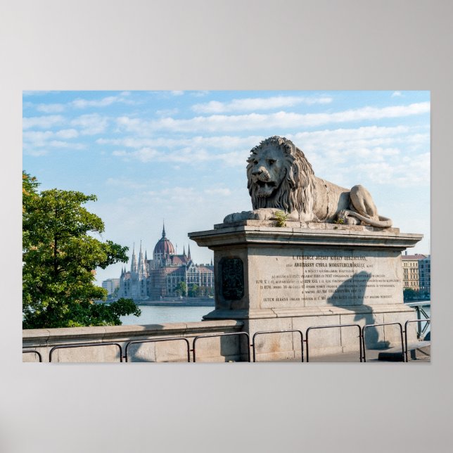 Szechenyi Chain Bridge and Parliament of Budapest Poster (Front)