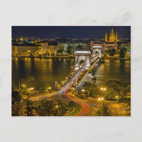 Szchenyi Chain Bridge Budapest Hungary Postcard