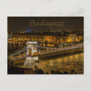 Szechenyi Chain Bridge, Budapest, Hungary Postcard
