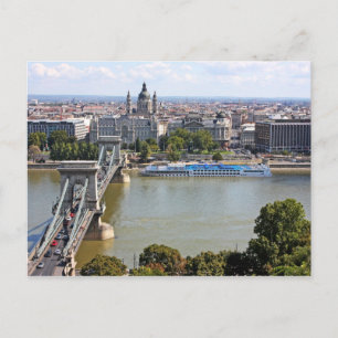 Szechenyi Chain Bridge, Budapest, Hungary Postcard
