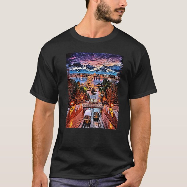 Széchenyi Chain Bridge Budapest Hungary T-Shirt (Front)