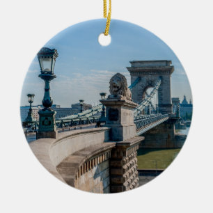 Szechenyi Chain Bridge in Budapest, Hungary Ceramic Ornament