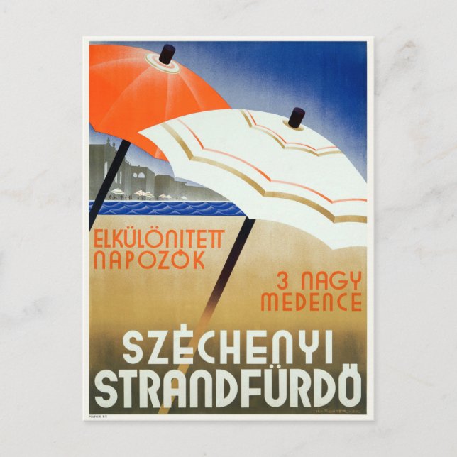 Széchenyi Strandfürdő Hungary Vintage Postcard (Front)