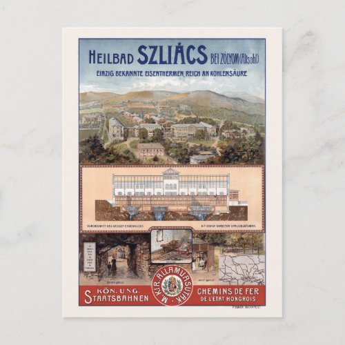 Szlics Spa Slovakia Vintage Poster 1910 Postcard
