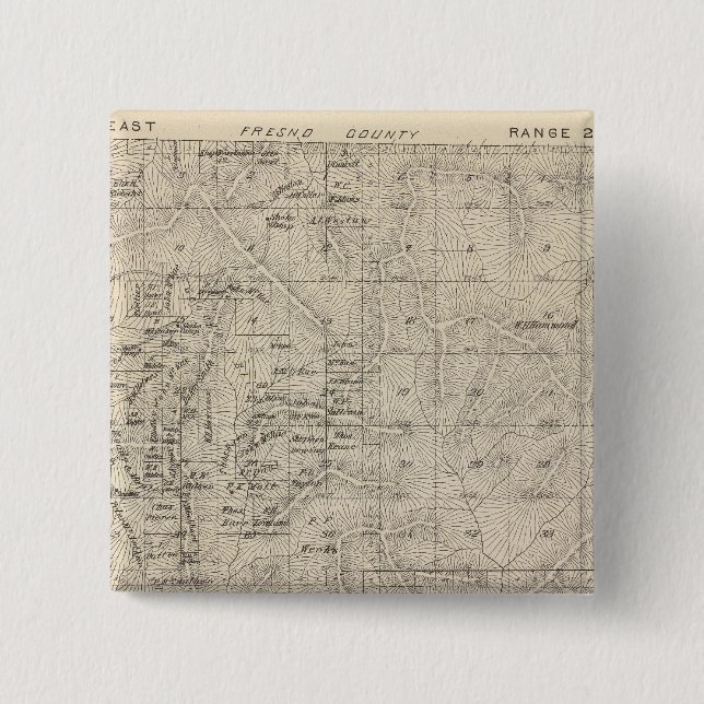 T1415S R2829E Tulare County Section Map Pinback Button (Front)