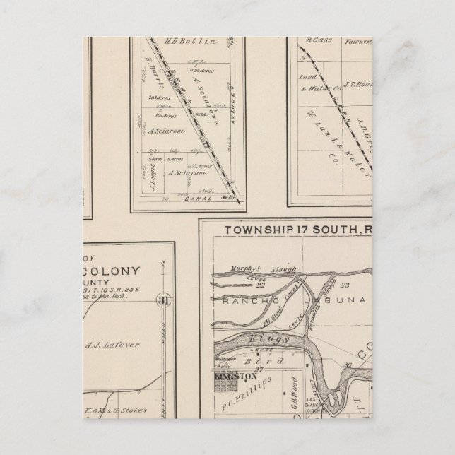T17S R21E Tulare County Section Map Postcard (Front)