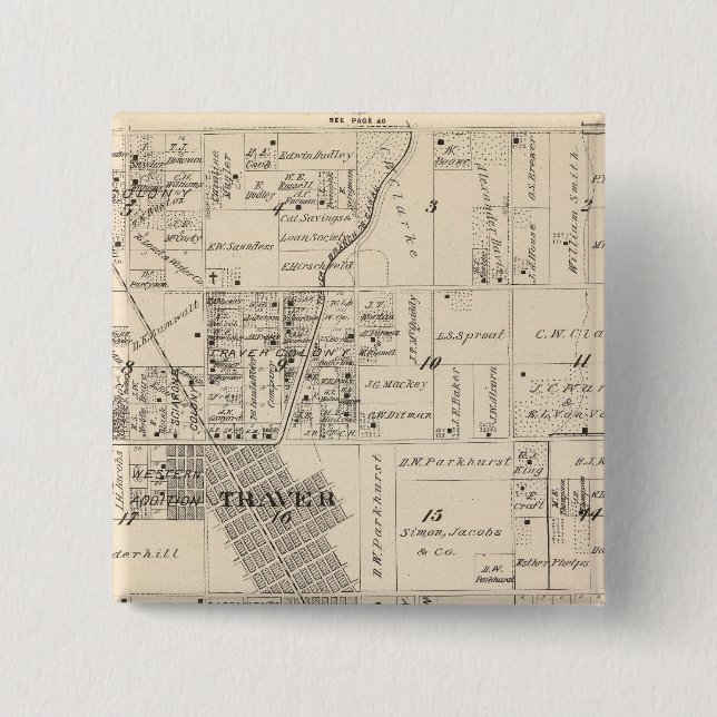 T17S R23E Tulare County Section Map Pinback Button (Front)