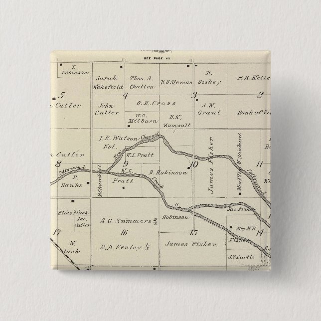 T17S R25E Tulare County Section Map Pinback Button (Front)