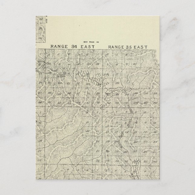 T1820S R3236E Tulare County Section Map Postcard (Front)