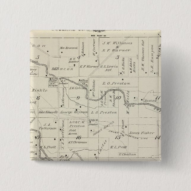 T18S R25E Tulare County Section Map Pinback Button (Front)