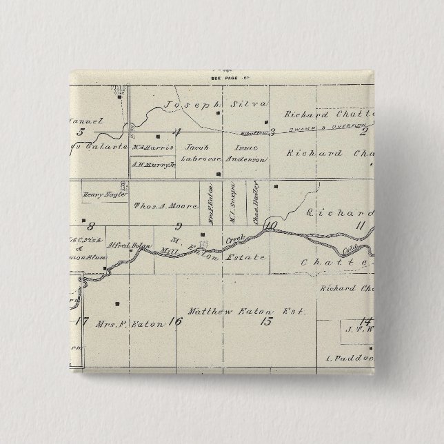 T19S R23E Tulare County Section Map Pinback Button (Front)