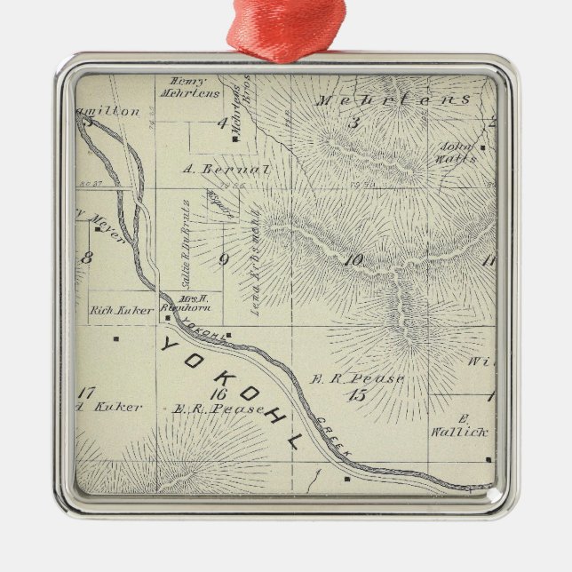 T19S R27E Tulare County Section Map Metal Ornament (Front)