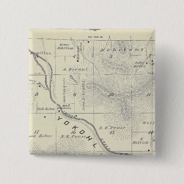 T19S R27E Tulare County Section Map Pinback Button (Front)