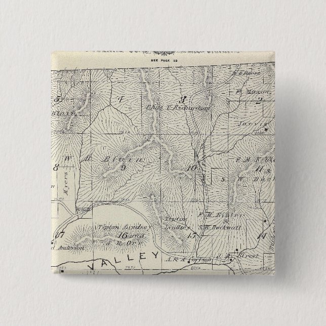 T19S R28E Tulare County Section Map Pinback Button (Front)