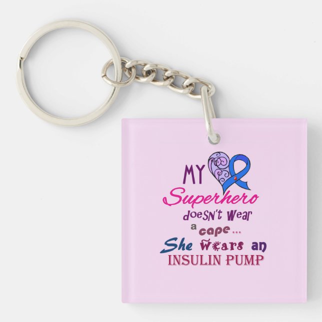 T1 Diabetes Awareness Key Chain My Superhero (Front)