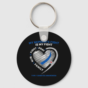 T1D Aunt Juvenile Diabetic Awareness Nephew Type 1 Keychain