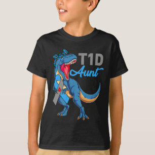 T1d Aunt Type 1 Diabetes Awareness Month Dinosaur T-Shirt