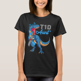 T1d Aunt Type 1 Diabetes Awareness Month Dinosaur T-Shirt