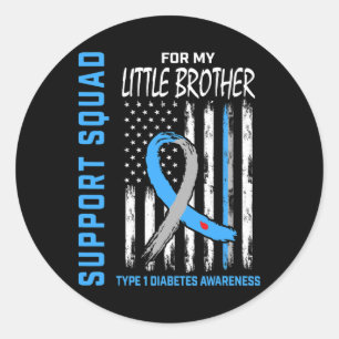 T1d Awareness Flag Little Brother Type 1 Diabetes Classic Round Sticker