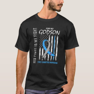T1D Awareness Godson Type One Diabetes Flag Family T-Shirt