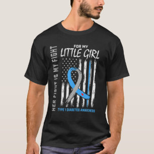 T1D Awareness Little Girl Type One Diabetes Flag F T-Shirt