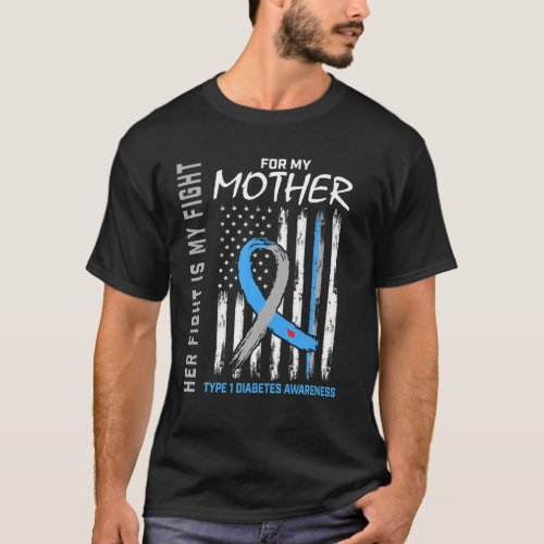 T1D Awareness Mother Mom Type One Diabetes Flag Fa T_Shirt
