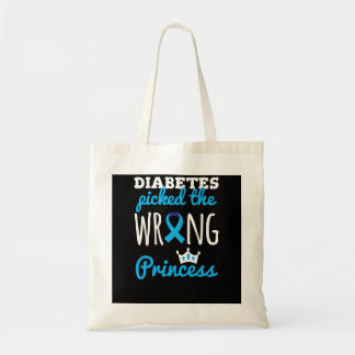 T1D Awareness Princess Girls Diabetic Blue Ribbon  Tote Bag