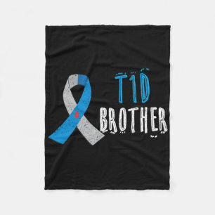 T1d Brother Blue Ribbon Type 1 Diabetes Awareness Fleece Blanket