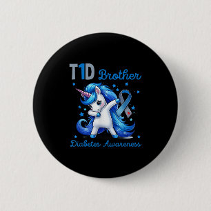 T1d Brother Diabetes Awareness Support Dabbing Uni Button