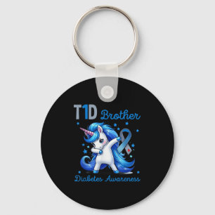 T1d Brother Diabetes Awareness Support Dabbing Uni Keychain
