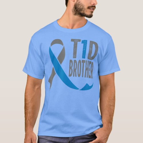 T1D Brother Funny Gift for Diabetic Men Diabetes T_Shirt