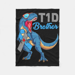 T1d Brother Type 1 Diabetes Awareness Month Dinosa Fleece Blanket