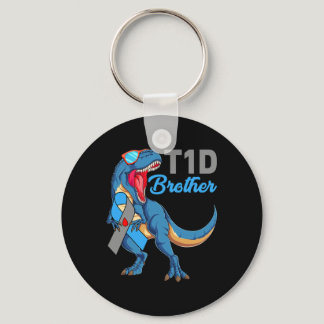 T1D Brother Type 1 Diabetes Awareness Month Dinosa Keychain