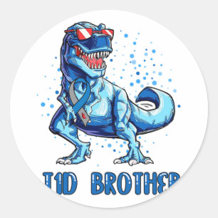 T1d Brother Type 1 Diabetes Ribbon T Rex Dinosaur Classic Round Sticker