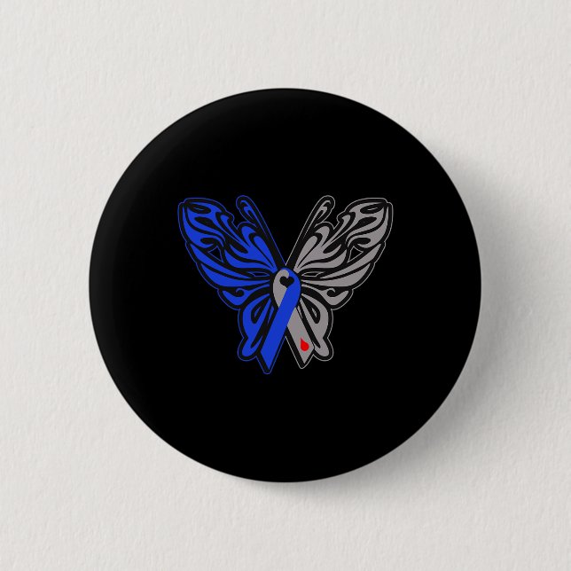 T1d Butterfly Type 1 Diabetes Awareness Ribbon  Button (Front)