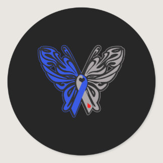 T1D Butterfly Type 1 Diabetes Awareness Ribbon  Classic Round Sticker