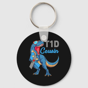 T1d Cousin Type 1 Diabetes Awareness Month Dinosau Keychain