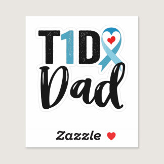 T1D dad Diabetes Awareness blue Ribbon Family Gift Sticker