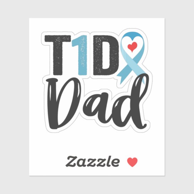 T1D dad Diabetes Awareness blue Ribbon Family Gift Sticker (Sheet)