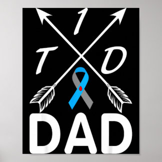 T1d dad type 1 diabetes awareness blue gray ribbon poster